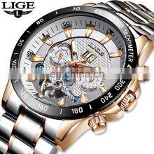 LIGE 10034 Mens Quartz Watch Automatic Mechanical Wristwatches Stainless Steel Watch Mens thumbnail-1