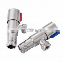 Stainless Steel 1/2 Brass Seat ms 3 Ways Ball Faucet Globe Stop Angle Valve for Hot Water Cold Water thumbnail-5