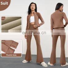 Fleece Zip Up Sleeve Sports Jacket Custom Logo Winter Slim Yoga Outdoor 310g Tops 92polyester 8spandex thumbnail-3