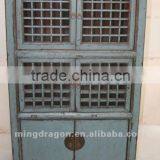 Chinese Antique Furniture Blue Pine Wood Six Door Cupboard thumbnail-1