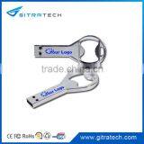 Bottle Opener Stainless Steel USB Flash Drive Key Shape With Logo and Lanyard