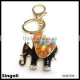 Elephant Key Chain With Black Enamel and Color Beads thumbnail-1