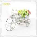 Metal White Round Holder Gardening Flower Pot thumbnail-1