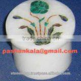 Round Marble Inlay Jewellery Box thumbnail-1