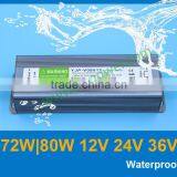 power supply 12v dc 72w 6 amp waterproof YJP-V08012 RoHS,CE-EMC,CE-LVD,IP67