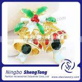 Christmas Bells Rhinestone Enamel Holiday Pin Brooch New thumbnail-1