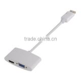 2014 new product White Displayport DP Male TO hdmi+vga 2 in 1 Female Adapter Cable For PC Laptop hotest