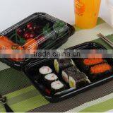 Sell Rectangle Black PS Sushi Take Out Container Disposable Plastic Food Container With Lid
