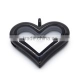 Big size 36mm black IP magnetic 316l stainless steel heart locket jewelry love locket jewelry glass window locket jewelry LP9190