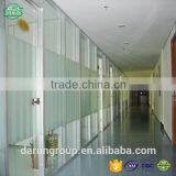 Double Toughened Glass Partition Wall With Vertical Frosted Strip