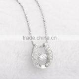 925 Sterling Silver Horse Shoe Shape Dancing Stone Pendant Necklace Jewelry SPG900W thumbnail-5