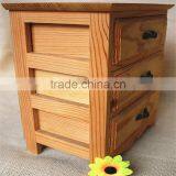 Unfinished Pine Decorative Pattern Wood Wood Cabinet Small Drawer Cabinet Small Drawer for Three Hole thumbnail-5