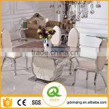 6 Seater Stainless Steel Marble Dining Table TH385 thumbnail-1