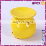 Yellow Ceramic Round Craft Ceramic Incense Burner thumbnail-3