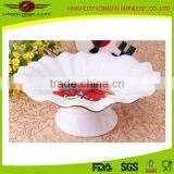 2015 Pretty Design Wholesale Ceramic White Ceramic Fruit Plate With High Feet thumbnail-1
