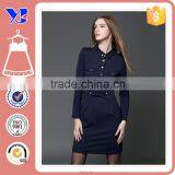 100% Cutton Bussiness Work Long Sleeve Lapel Office Wear Formal Sheath Dress thumbnail-2