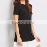Clothing/women Fashion Dresses/Black Contrast Ruffle Trim Short Sleeve Tee Dress thumbnail-3