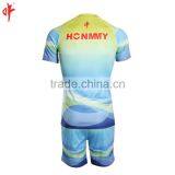 Full Sublimation Uniforms,Rugby t Shirt,Plain Sky Blue Jersey Football Shorts thumbnail-4
