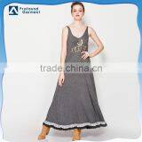 Ladies Gold Printing Low Back Sexy Club Maxi Dress Tank Style thumbnail-1