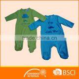 2017 Spring Velour Baby Footie Romper, Long Sleeve With Snaps Opening ,with Emb. thumbnail-1