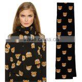 HAODUOYI Women Winter Teddy Bear Pattern Knit Warm Scarf for Wholesale thumbnail-4
