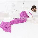 Wholesale Winter Thick Fish Scale Mermaid Knitted Throw Blanket thumbnail-5