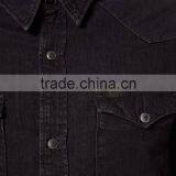 Western Slim Fit Pitch Black Denim Shirt thumbnail-3