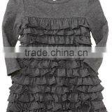 LITTLE GIRLS RUFFLED DRESS IN CHARCOAL MELANGE thumbnail-1