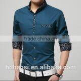 100% Mercerized Cotton Mens Shirts With Printed Patchwork Design Wash and Wear Dress Shirts Long Sleeve Dress Shirt thumbnail-2