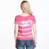 Ladies Pink Tie-dyed Tee Shirts in Bulk thumbnail-2