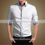 2015 New Style 100% Cotton Long Sleeve Double Collar Men Dress Shirt in Bulk thumbnail-2