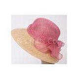 Light Blue 11cm Straw Braid Brim Womens Church Hats / Sinamay Crown Hat For Banquet thumbnail-1