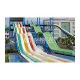 Rainbow Multi Lane Racing Fiberglass Water Slides for Aqua Park Equipment 110m Length thumbnail-1