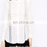 Latest Fashion Blouse Design Woven Fabric Long Sleeve Lady White Lace Blouse thumbnail-4