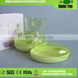 Novetly Plastic Oblong 3pcs Green Cheap China Bathroom Accessories Set