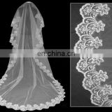 1T 2m White Elegant Lace Cathedral Wedding Bridal Bride Lace Veil free shipping