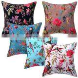 5 Pcs Mix Lot Decorative Bird Print Cushion Cover Indian Handmade Velvet Pillow Case thumbnail-1