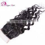 Malaysian hair closure with baby hair water wave 4x4 lace closure remy human hair