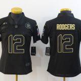 Green Bay Packers #12 Rodgers Women Black Jersey thumbnail-1