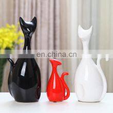Cat Shape Black ,white,red Three Kind Color Ceramic Craft for Table Decor thumbnail-3