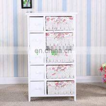 Bedroom Storage Dresser Chest 5 Drawers W/ Wicker Baskets Cabinet Wood Furniture thumbnail-4