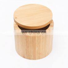 Natural Small Round Bamboo Salt Cellar Herb & Spice Pepper Storage Box With Magnetic Swivel Lid Pantry Organizer thumbnail-4