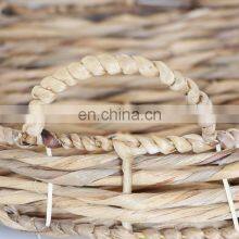 Straw Round Water Hyacinth Woven Tray With Handle And Metal Frame Cheap WHolesale Made in Vietnam thumbnail-3