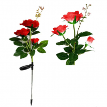 LED Solar Rose Flower Stake Lights with 3 Rose Flowers Waterproof Solar Powered Landscape Decorative Lights for Pathway Garden