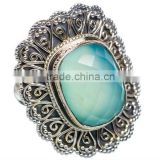 Large Aqua Chalcedony 925 Sterling Silver Ring,SILVER EXPORTER,SILVER WHOLSESALE JEWELRY