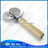 New Design Wood Handle Double Wheel Pizza Cutter