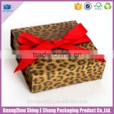 Luxury fancy leopard grain paper printing ribbon gift box packaging/folding box for packaging