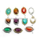 JFG8562 New style Gold plated faceted crystal oval charms connectors