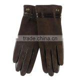 Suede and Sheepskin Combined Leather Glove With Leather Strip thumbnail-3