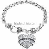Genuine Austrian Clear Crystal "Bubbe" Charm Chain Link Bracelet thumbnail-1